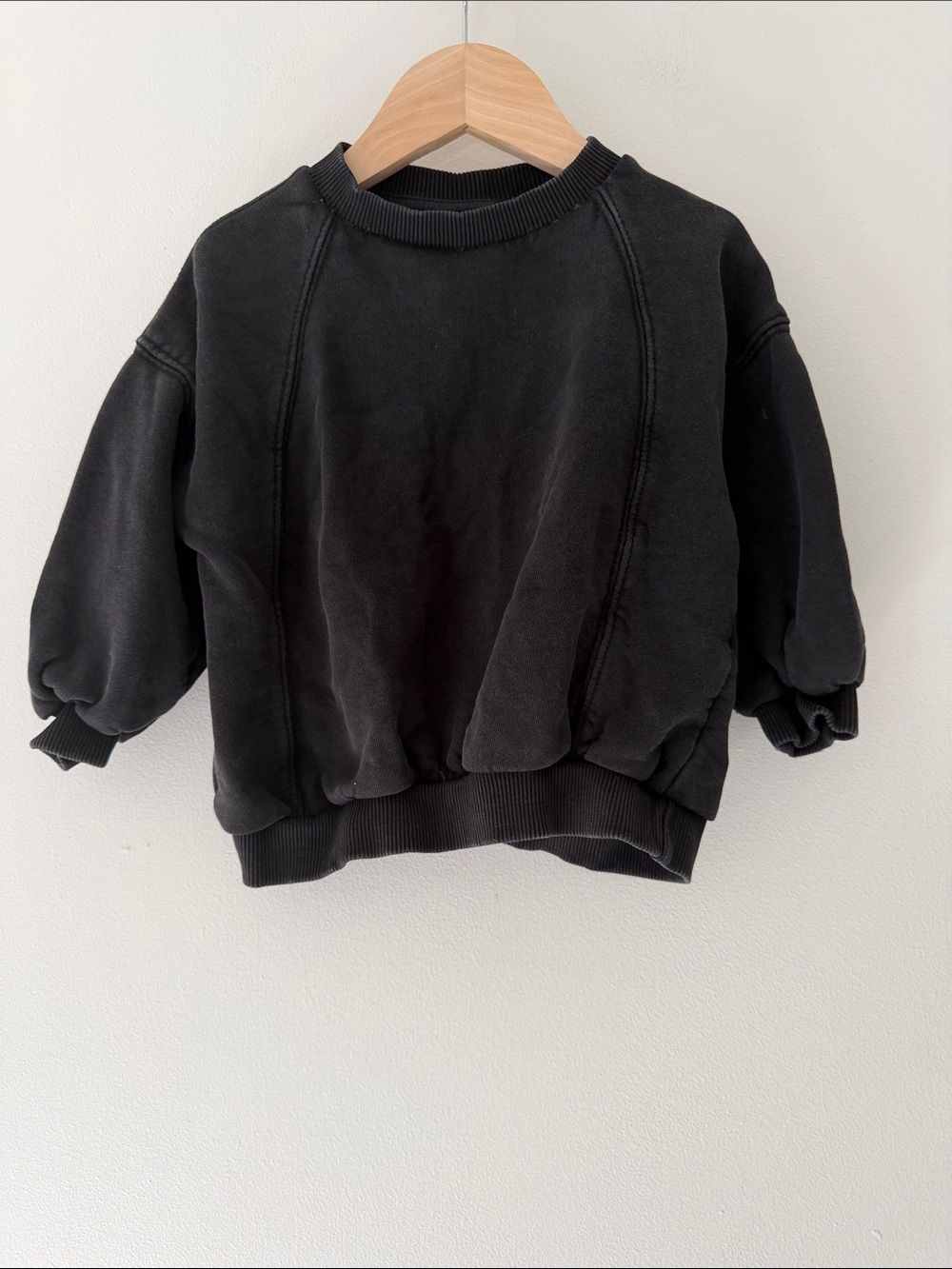 Zara Black Kids Oversized Panel Design Basic Crewneck Sweatshirt 2-3 Years